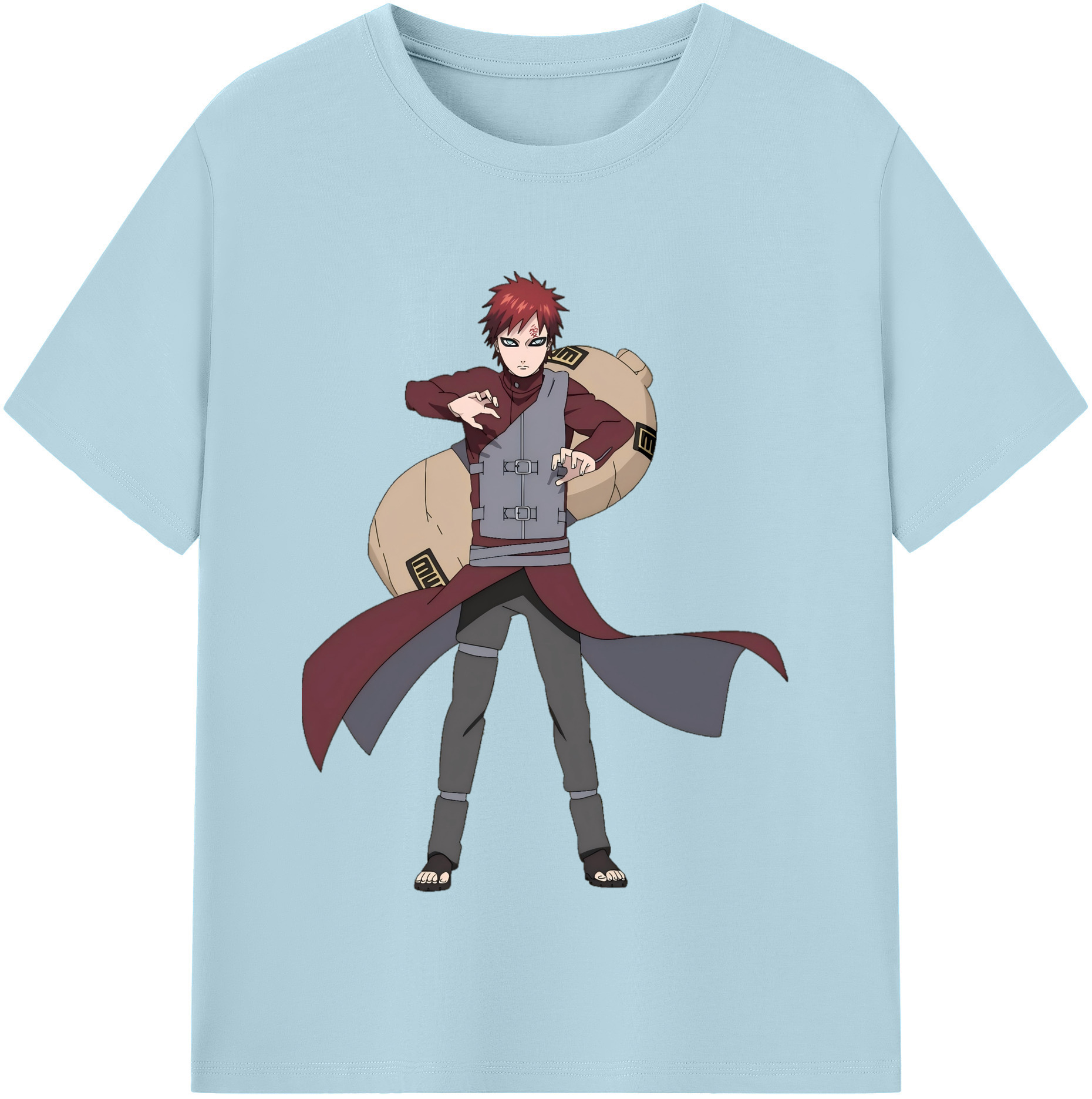（画像用） NARUTO -ナルト- ガアラ Gaara 綿100％半袖Tシャツ（フロントプリント）